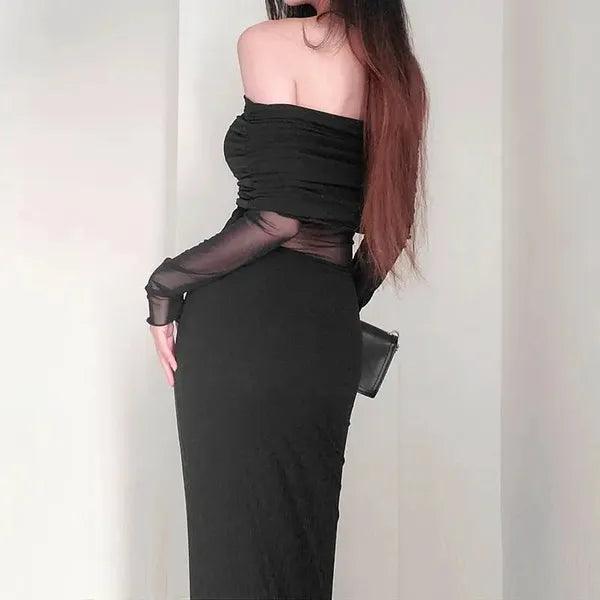 Dark Beauty Off Shoulder Dress,Black Dress,The Gift Dimension