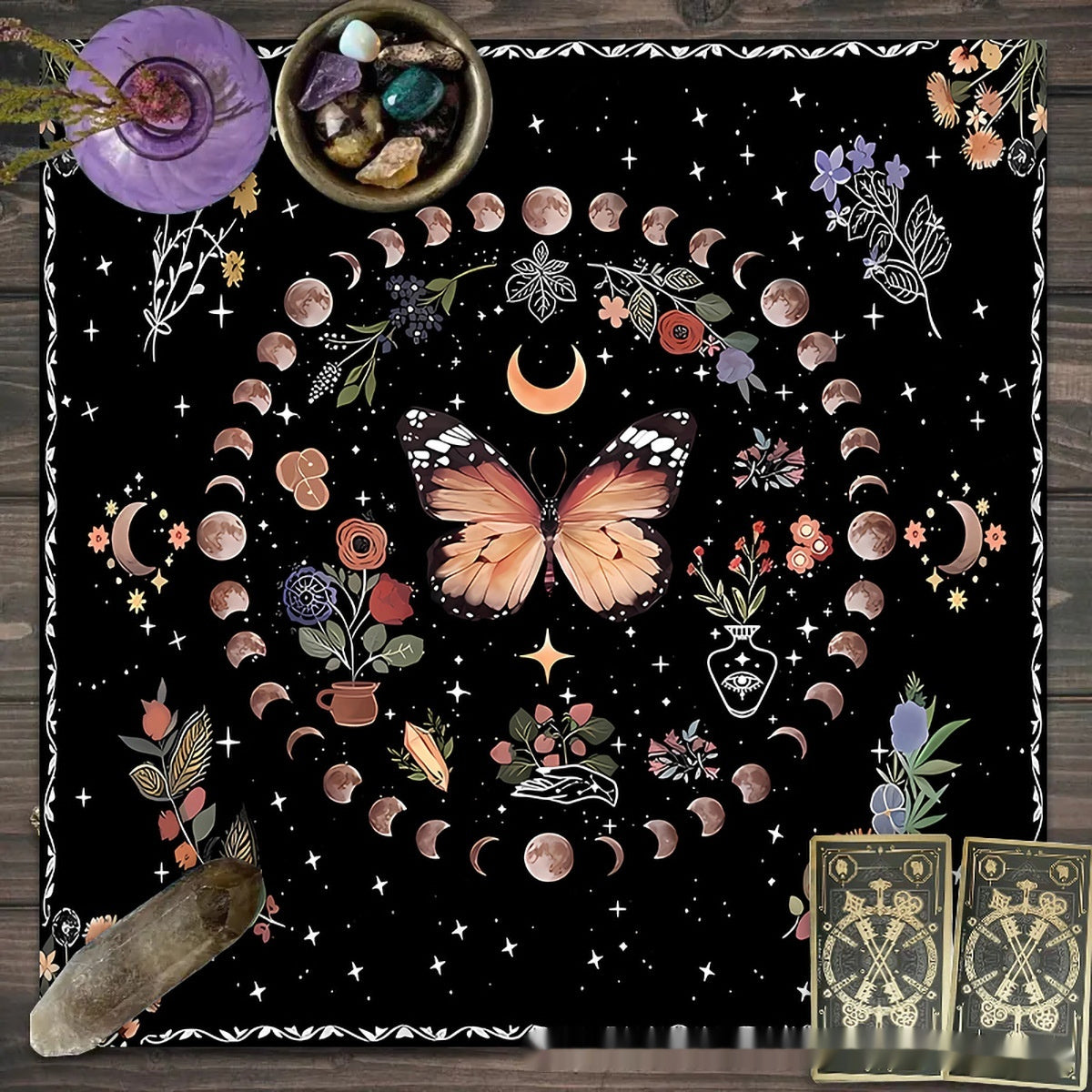 Decorative Altar Cloth in Flower Butterfly Moon Tablecloth Altar