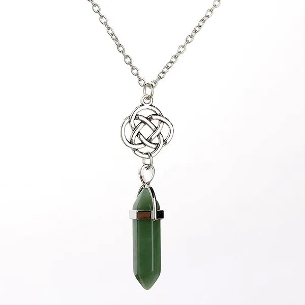 Hexagon Column Natural Stone Necklace-3 Styles Jade, Crystal, Amythyst, Onyx, Quartz,Necklace,The Gift Dimension