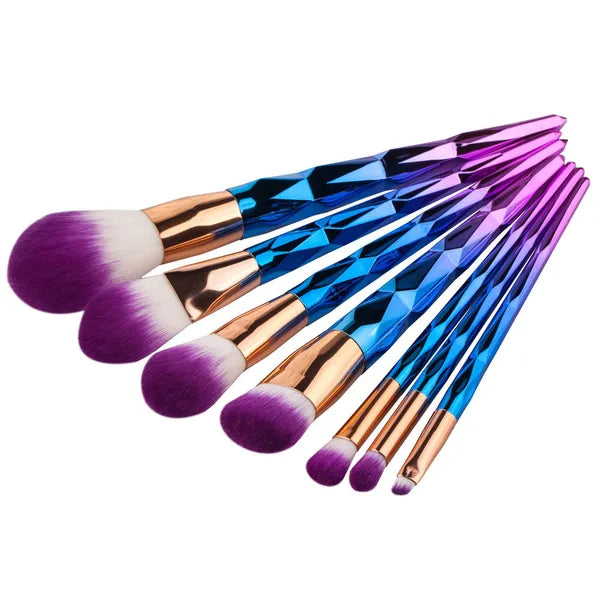 Crystal Ombre Geometric Handled 7-piece Makeup Brush Set,7 piece Makeup Brush Set,The Gift Dimension