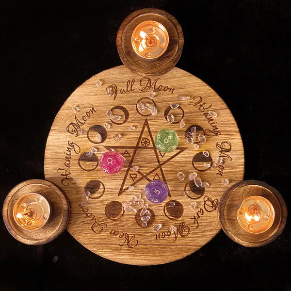 Phases of Moon Goddess, Wood Carved Candle Holder Decoration,Candle Holder Display,The Gift Dimension