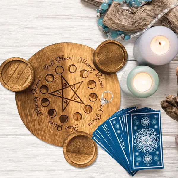 Phases of Moon Goddess, Wood Carved Candle Holder Decoration,Candle Holder Display,The Gift Dimension