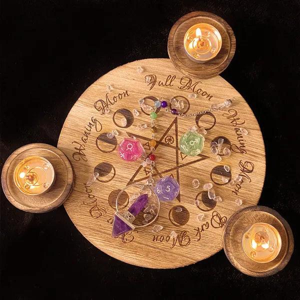 Phases of Moon Goddess, Wood Carved Candle Holder Decoration,Candle Holder Display,The Gift Dimension