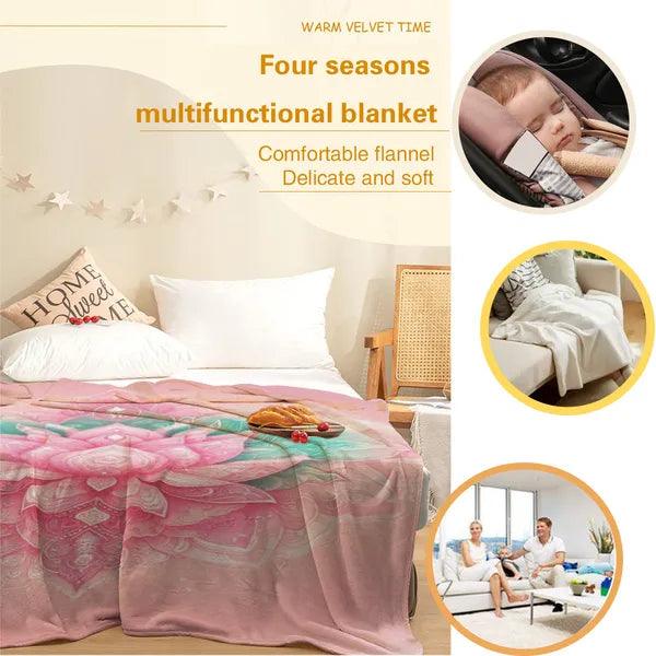 Pink Lotus Flower High Density Flannel Blanket,,The Gift Dimension