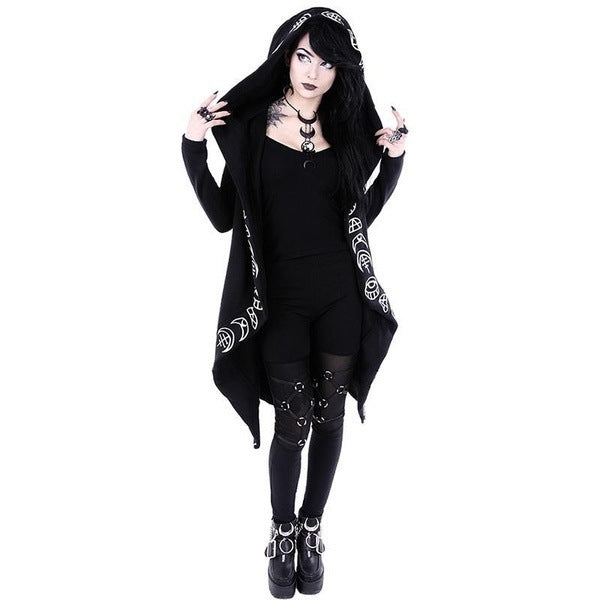 Long Gothic Hoodie Photo Hood up shot