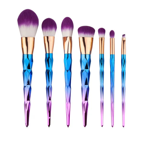 Crystal Ombre Geometric Handled 7-piece Makeup Brush Set,7 piece Makeup Brush Set,The Gift Dimension