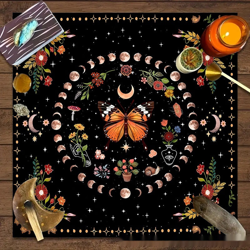 Decorative Altar Cloth in Flower Butterfly Moon Tablecloth Altar