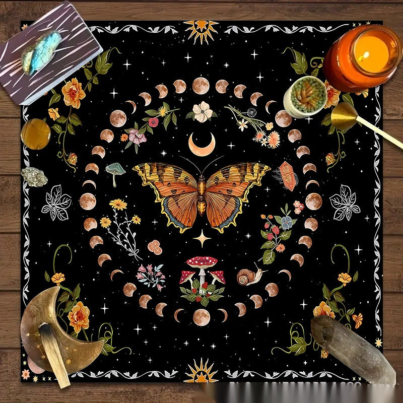 Decorative Altar Cloth in Flower Butterfly Moon Tablecloth Altar