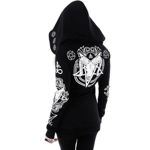 Gothic, Mystical Occult Print, Woman's Long Sleeve Hoodie w/Oversized Hood.,Woman's Hoodie,The Gift Dimension