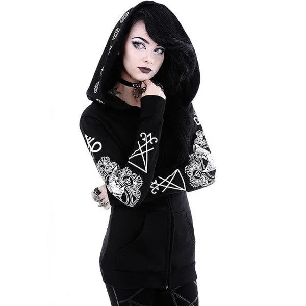Gothic, Mystical Occult Print, Woman's Long Sleeve Hoodie w/Oversized Hood.,Woman's Hoodie,The Gift Dimension