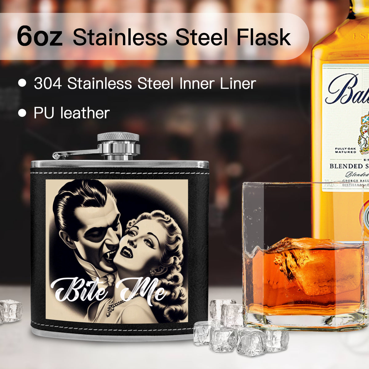 1940 Style Vampire "Bite Me" Flask. - The Gift Dimension