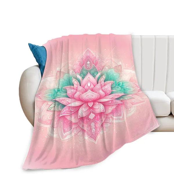 Pink Lotus Flower High Density Flannel Blanket,,The Gift Dimension