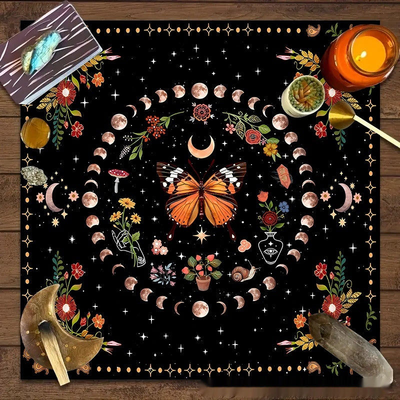 Decorative Altar Cloth in Flower Butterfly Moon Tablecloth Altar