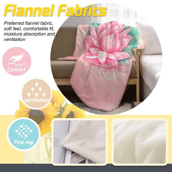 Pink Lotus Flower High Density Flannel Blanket,,The Gift Dimension