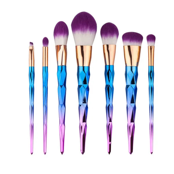 Crystal Ombre Geometric Handled 7-piece Makeup Brush Set,7 piece Makeup Brush Set,The Gift Dimension
