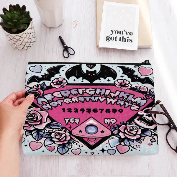 Pastel Goth Ouija Board Zippered Canvas Makeup Bag,,The Gift Dimension
