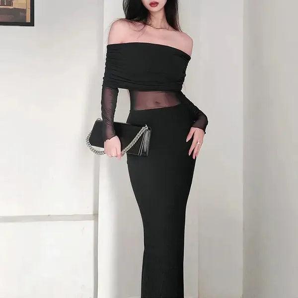 Dark Beauty Off Shoulder Dress,Black Dress,The Gift Dimension
