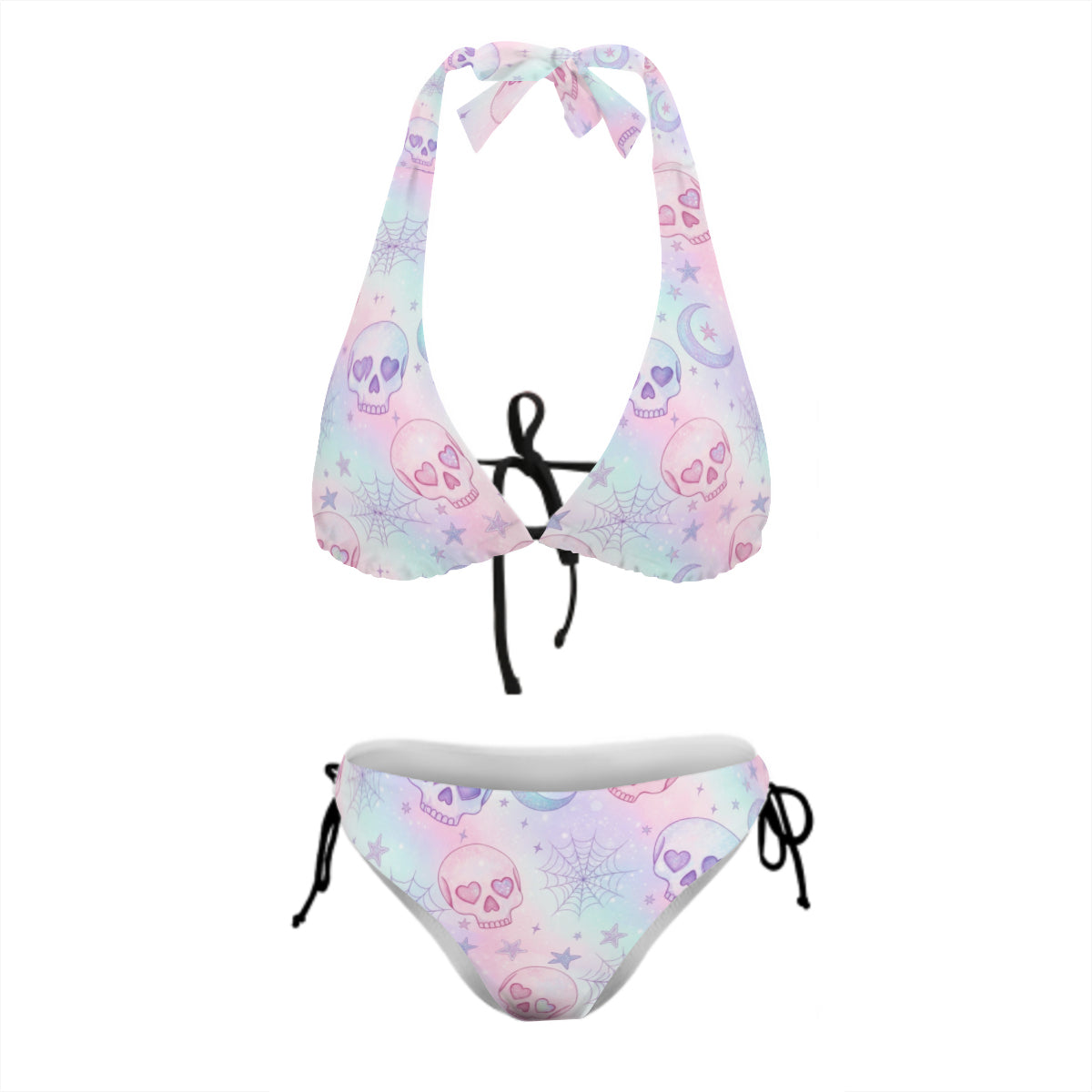 Pastel skull bikini set on a white background