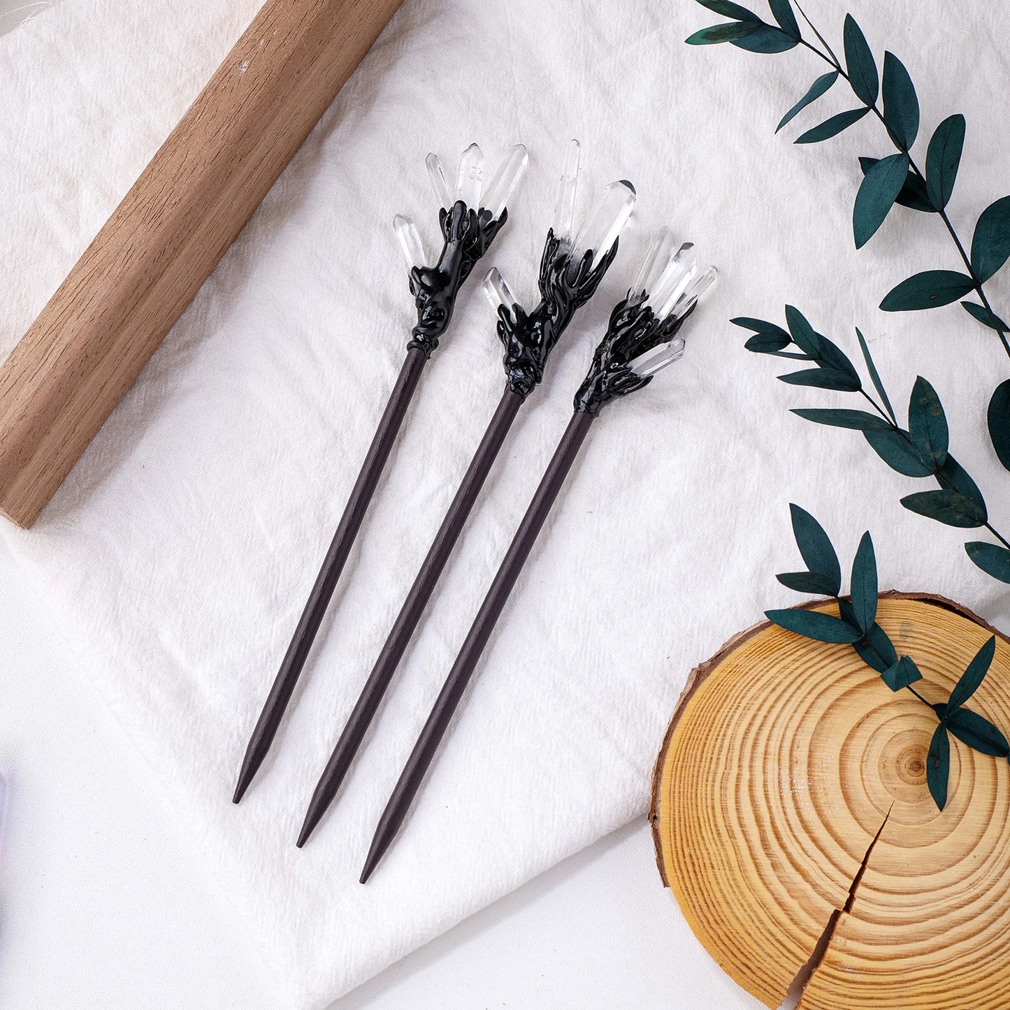 Mystical Crystal Hair Pins - Gothic Witch Accessories-Natural Crystal