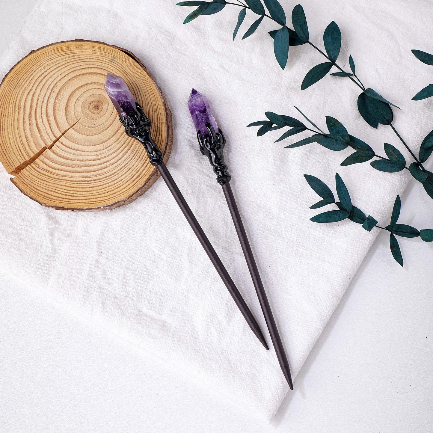 Mystical Crystal Hair Pins - Gothic Witch Accessories-Natural Crystal