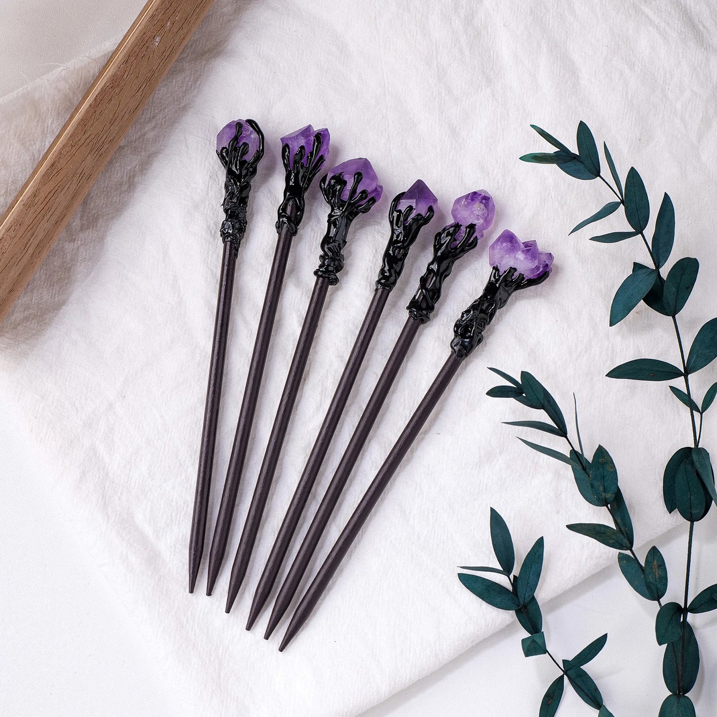 Mystical Crystal Hair Pins - Gothic Witch Accessories-Natural Crystal