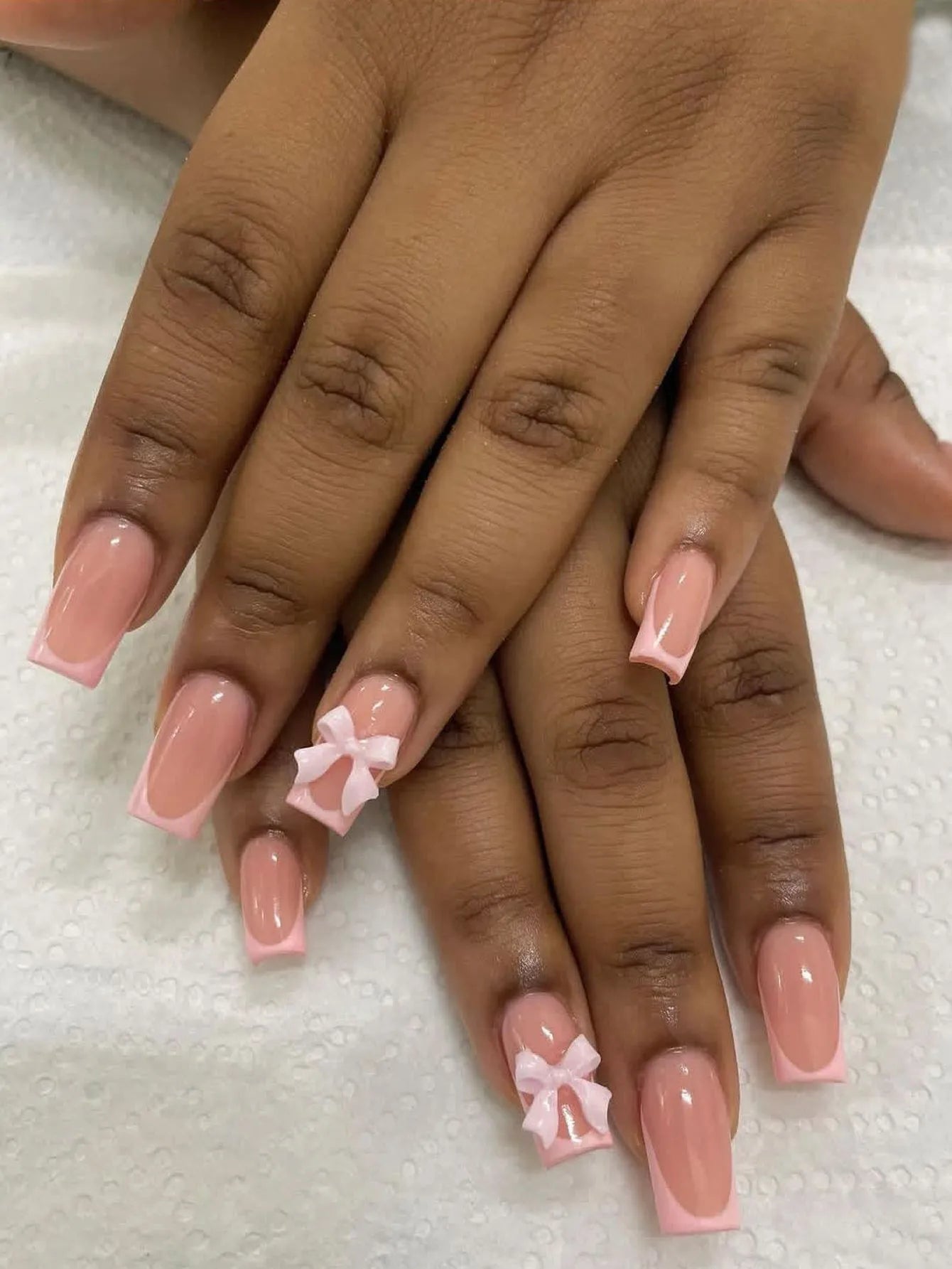 24PCS- Long coffin shaped fake nails, pink three-dimensional butterfly, pink flower decoration, suitable for dating, dinner