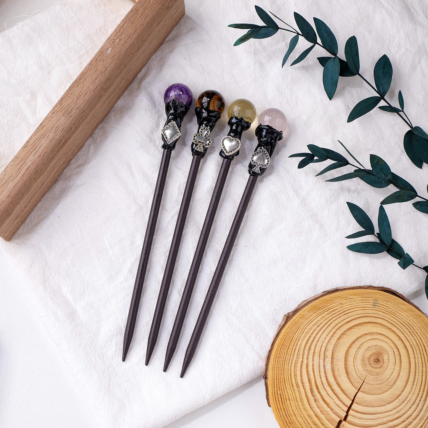 Mystical Crystal Hair Pins - Gothic Witch Accessories-Natural Crystal