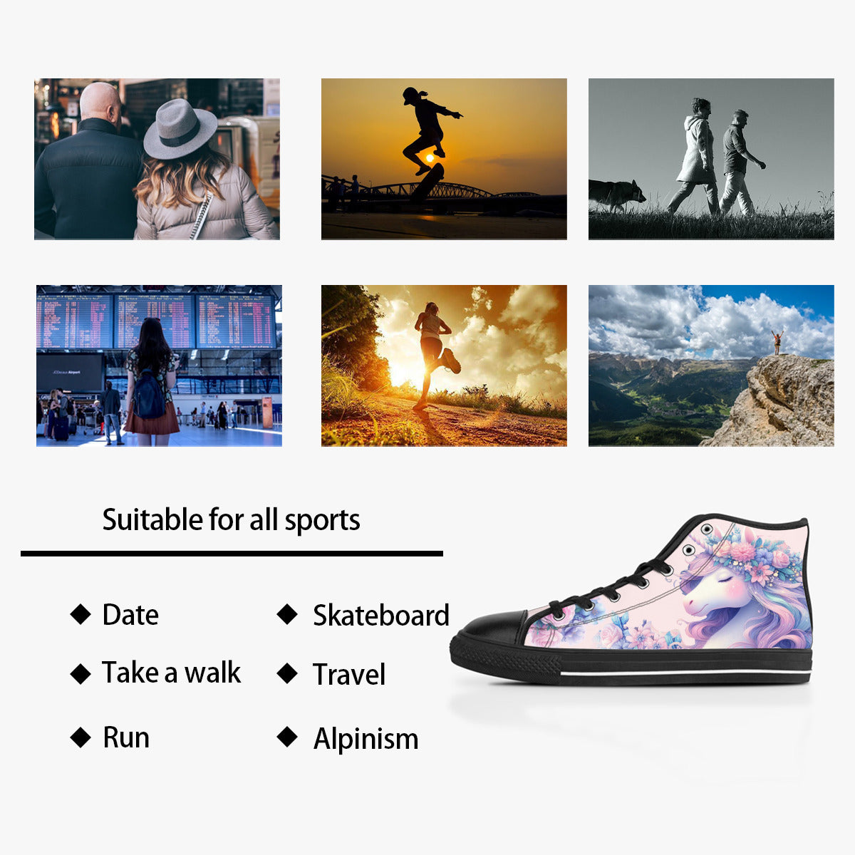 Whimsical Unicorn Converse Style Sneakers! in Soft Pink - The Gift Dimension