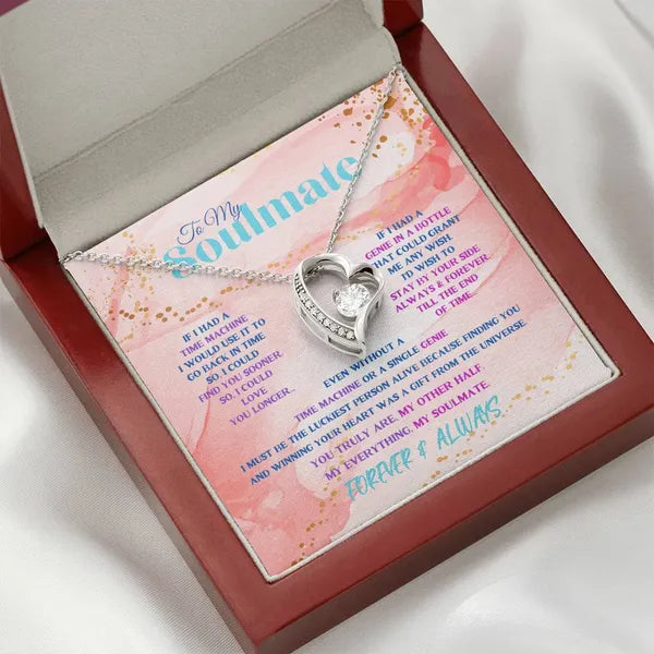 To My Soulmate, Stunning Heart Necklace 14K White Gold/18K Yellow Gold Peach Variation Available with Mahogony Box,Jewelry,The Gift Dimension