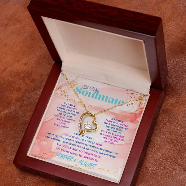 To My Soulmate, Stunning Heart Necklace 14K White Gold/18K Yellow Gold Peach Variation Available with Mahogony Box,Jewelry,The Gift Dimension