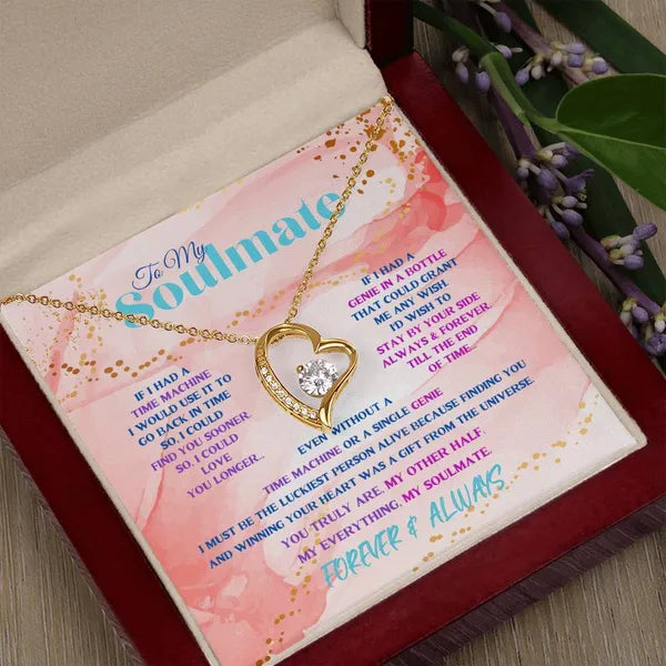 To My Soulmate, Stunning Heart Necklace 14K White Gold/18K Yellow Gold Peach Variation Available with Mahogony Box,Jewelry,The Gift Dimension
