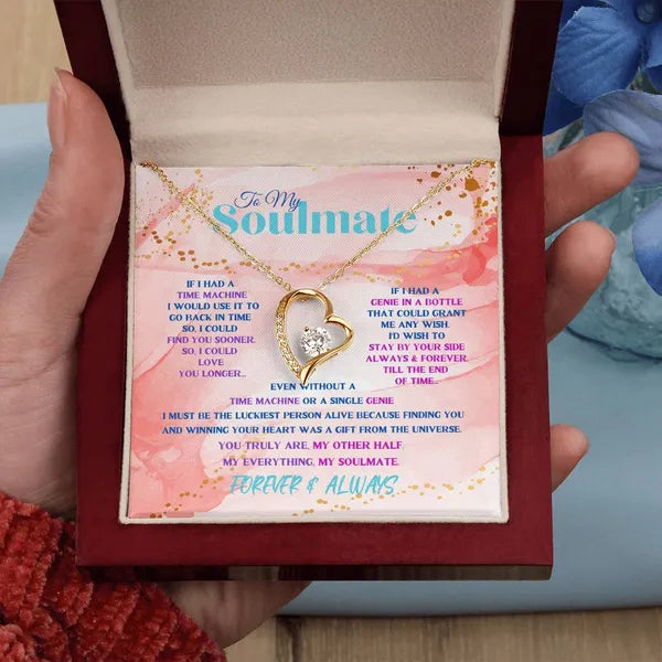 To My Soulmate, Stunning Heart Necklace 14K White Gold/18K Yellow Gold Peach Variation Available with Mahogony Box,Jewelry,The Gift Dimension