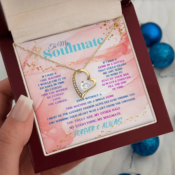 To My Soulmate, Stunning Heart Necklace 14K White Gold/18K Yellow Gold Peach Variation Available with Mahogony Box,Jewelry,The Gift Dimension