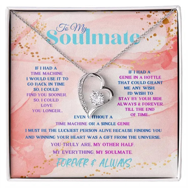 To My Soulmate, Stunning Heart Necklace 14K White Gold/18K Yellow Gold Peach Variation Available with Mahogony Box,Jewelry,The Gift Dimension