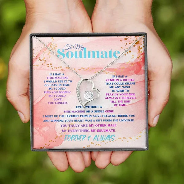 To My Soulmate, Stunning Heart Necklace 14K White Gold/18K Yellow Gold Peach Variation Available with Mahogony Box,Jewelry,The Gift Dimension