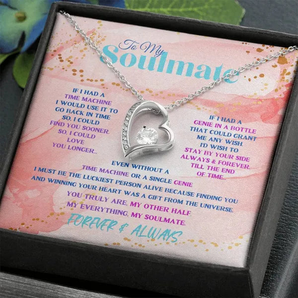 To My Soulmate, Stunning Heart Necklace 14K White Gold/18K Yellow Gold Peach Variation Available with Mahogony Box,Jewelry,The Gift Dimension