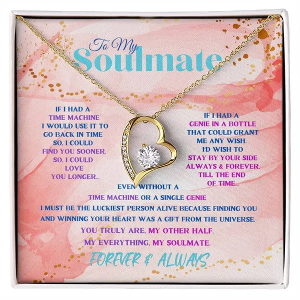 To My Soulmate, Stunning Heart Necklace 14K White Gold/18K Yellow Gold Peach Variation Available with Mahogony Box,Jewelry,The Gift Dimension