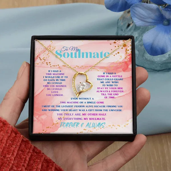 To My Soulmate, Stunning Heart Necklace 14K White Gold/18K Yellow Gold Peach Variation Available with Mahogony Box,Jewelry,The Gift Dimension