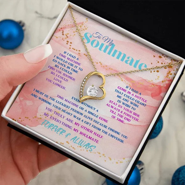 To My Soulmate, Stunning Heart Necklace 14K White Gold/18K Yellow Gold Peach Variation Available with Mahogony Box,Jewelry,The Gift Dimension