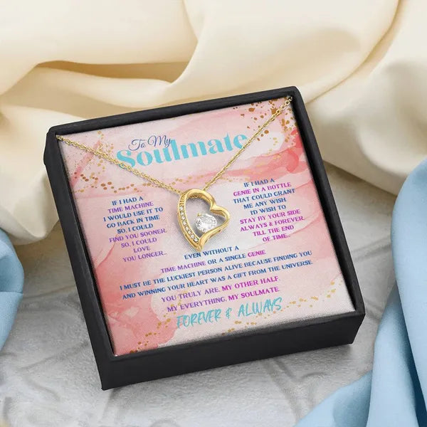 To My Soulmate, Stunning Heart Necklace 14K White Gold/18K Yellow Gold Peach Variation Available with Mahogony Box,Jewelry,The Gift Dimension