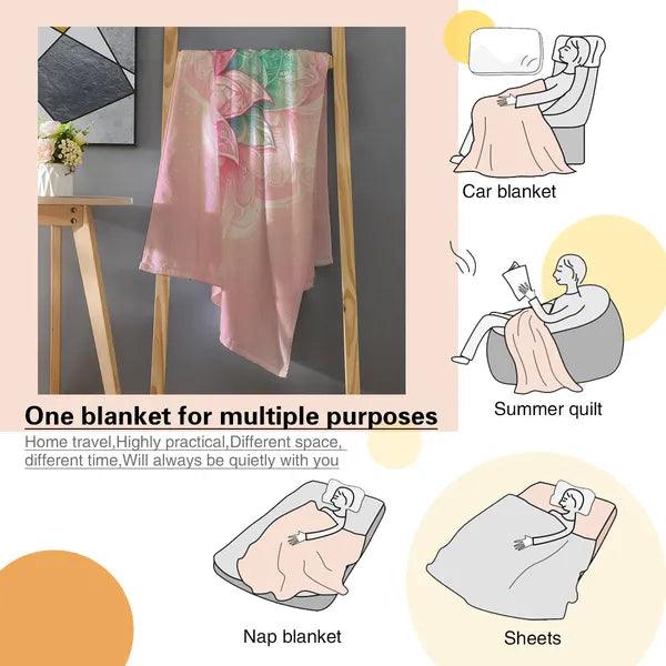 Pink Lotus Flower High Density Flannel Blanket,,The Gift Dimension