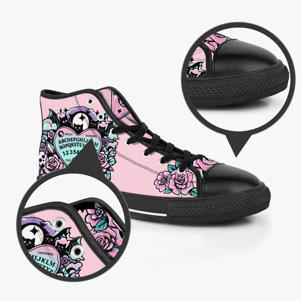 Ouija Board Bubble Gum Pink Converse Style Sneakers - The Gift Dimension