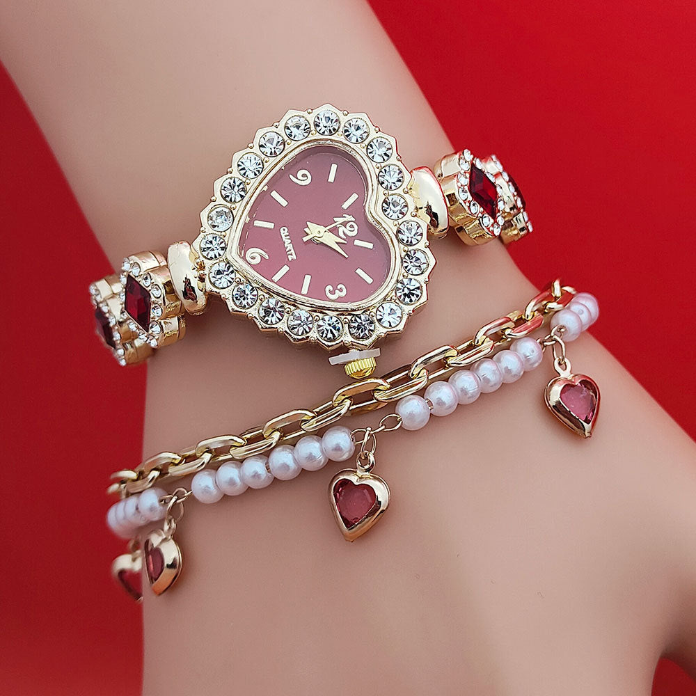 Fashion Heart Quartz Watch Women's Jewelry Set Valentine's Day Gift