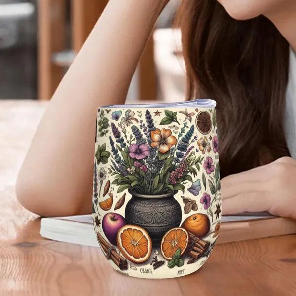 Vintage Herbs & Botanicals Wine Tumbler,,The Gift Dimension