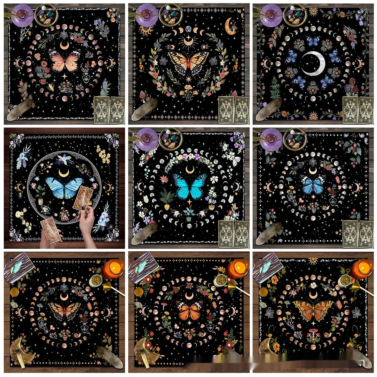 Decorative Altar Cloth in Flower Butterfly Moon Tablecloth Altar