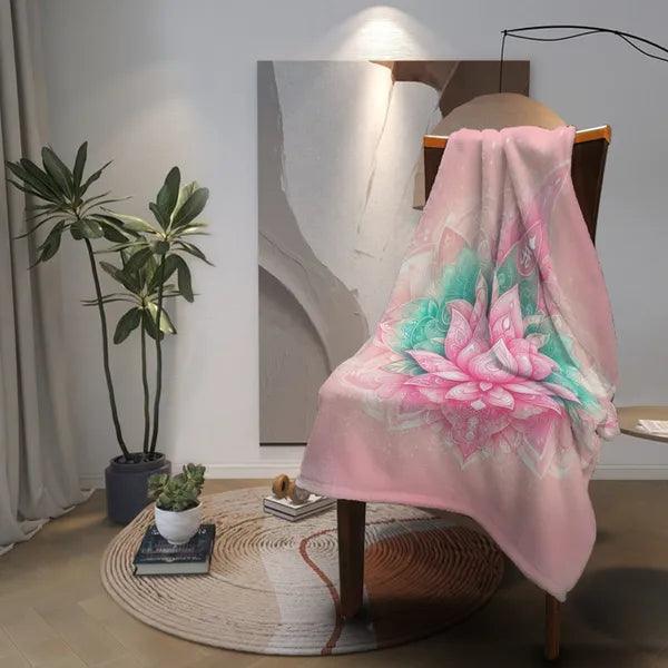 Pink Lotus Flower High Density Flannel Blanket,,The Gift Dimension