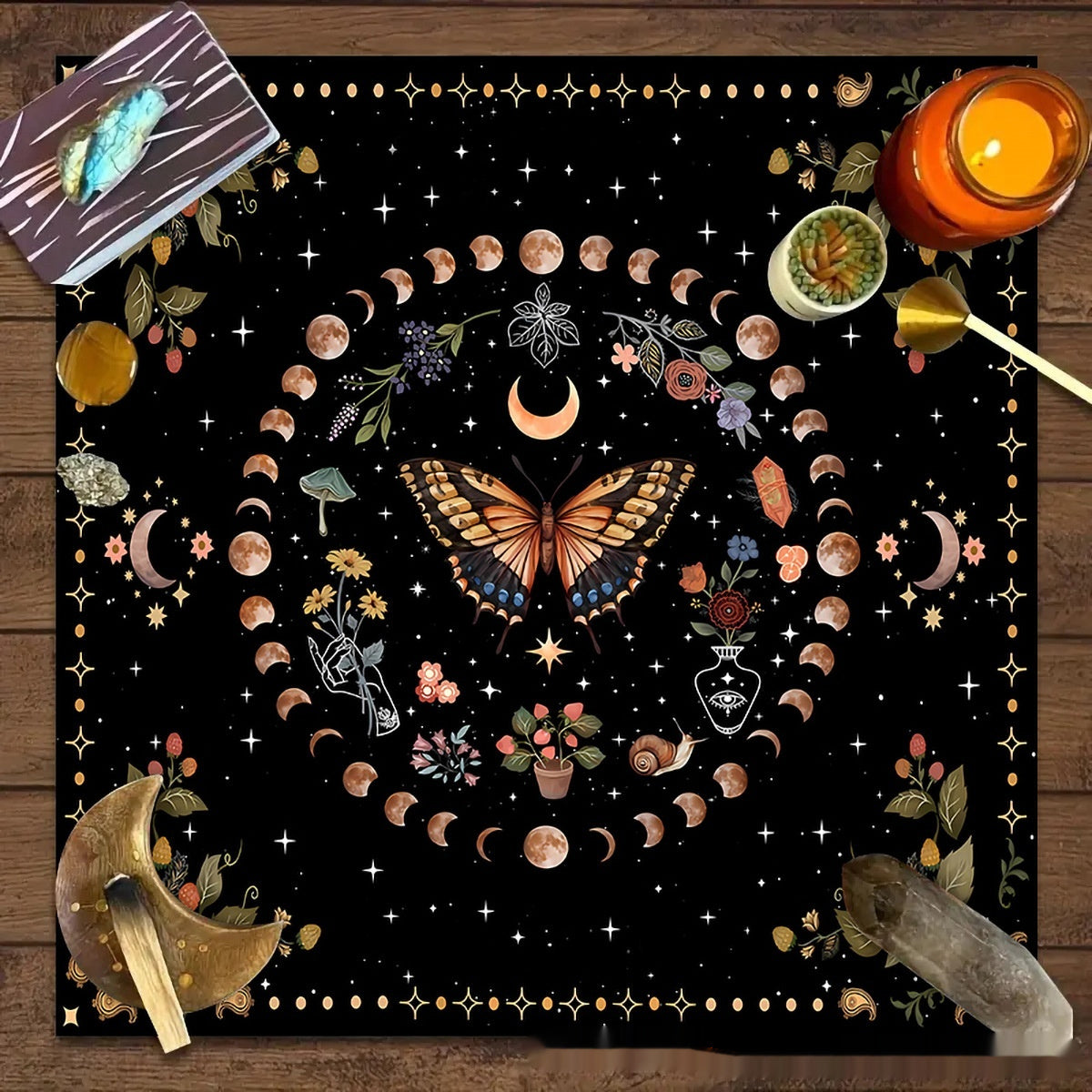 Decorative Altar Cloth in Flower Butterfly Moon Tablecloth Altar