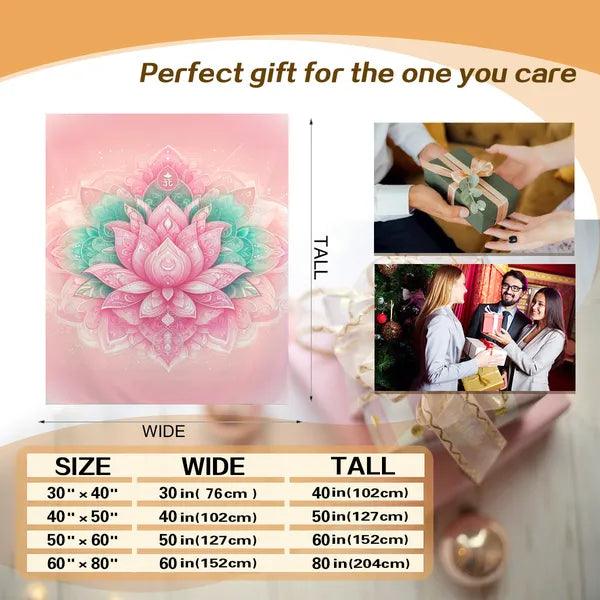 Pink Lotus Flower High Density Flannel Blanket,,The Gift Dimension