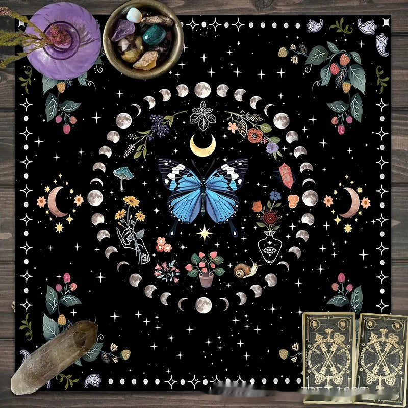 Decorative Altar Cloth in Flower Butterfly Moon Tablecloth Altar