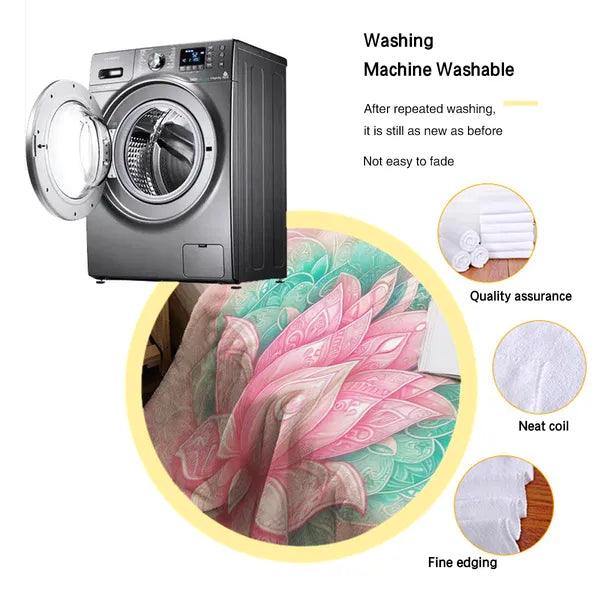 Pink Lotus Flower High Density Flannel Blanket,,The Gift Dimension